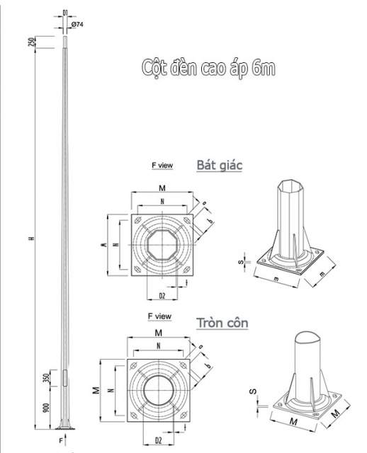 BÁO GIÁ CỘT ĐÈN CAO ÁP THÔNG DỤNG NĂM 2019