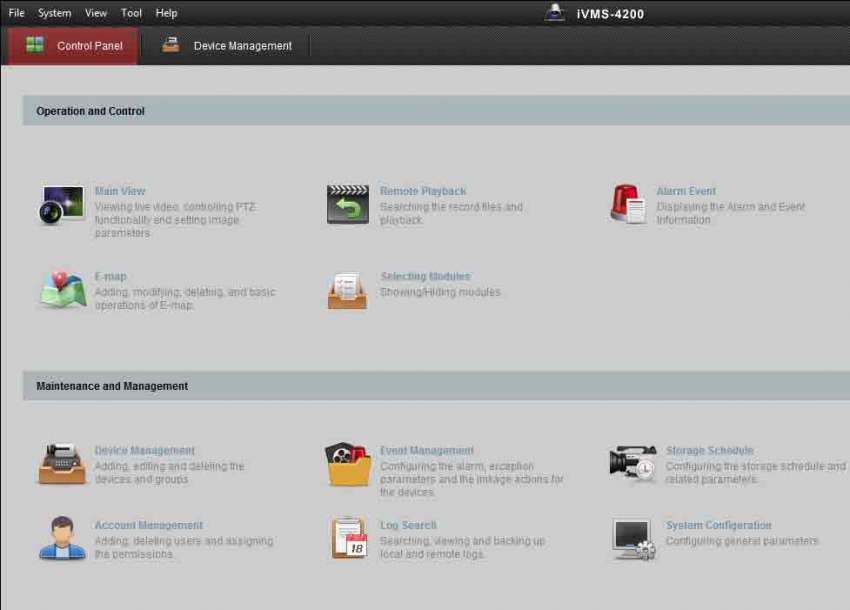 Ivms 4200 control panel